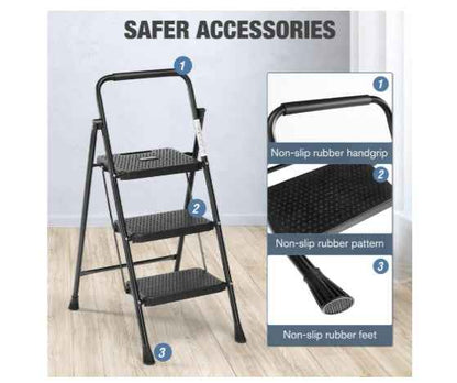 Household Portable 3-layer Step Ladder, With Safety Buckle Stable And Safe