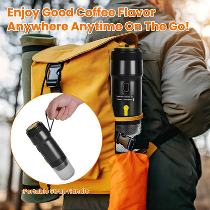 1Pc Portable Electric Espresso Machine Cordless Coffee Maker Self Heating Car Espresso Maker With Anti Dry Burn Fit For Ground Coffee NS DG Capsules For Car Camping Hiking RV Home Office
