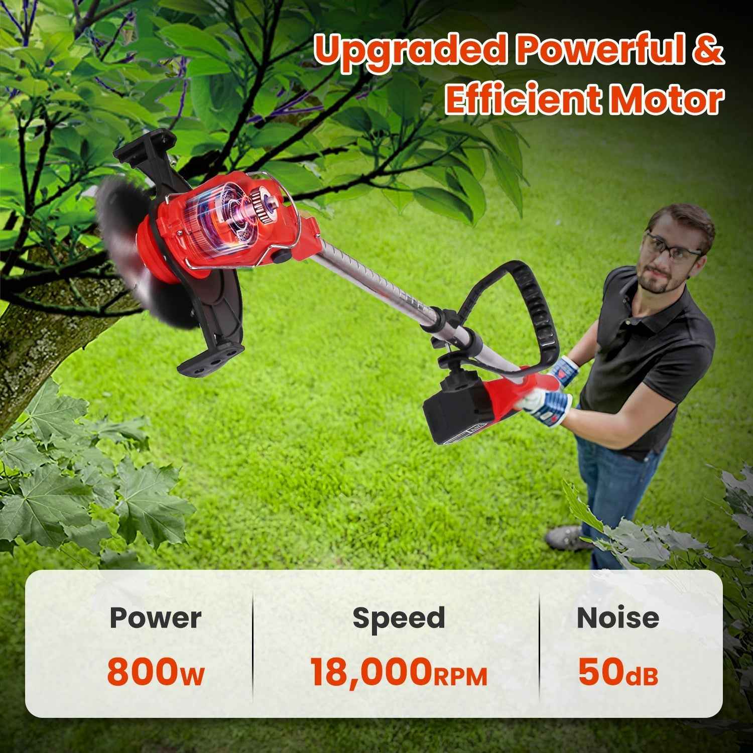 1Pc 3 In 1 Electric Cordless Grass Wacker Battery Powered Grass Trimmer With Wheels Adjustable Head Extendable Length Rechargeable Lightweight Lawn Trimmer With 2Pcs 2500mAh Batteries