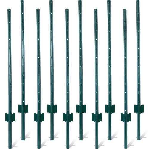 Fence Posts 3Feet - 10Pack, Heavy Duty Metal Fence Post With U-Channel, Steel Fence U-Post For Holding Garden Wire Fence, Corner Anchor Posts Etc.