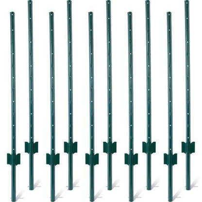 Fence Posts 3Feet - 10Pack, Heavy Duty Metal Fence Post With U-Channel, Steel Fence U-Post For Holding Garden Wire Fence, Corner Anchor Posts Etc.