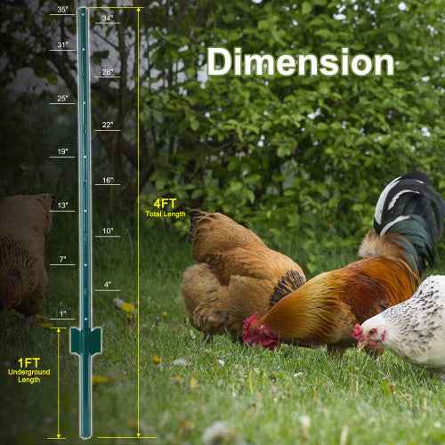 Fence Posts 3Feet - 10Pack, Heavy Duty Metal Fence Post With U-Channel, Steel Fence U-Post For Holding Garden Wire Fence, Corner Anchor Posts Etc.
