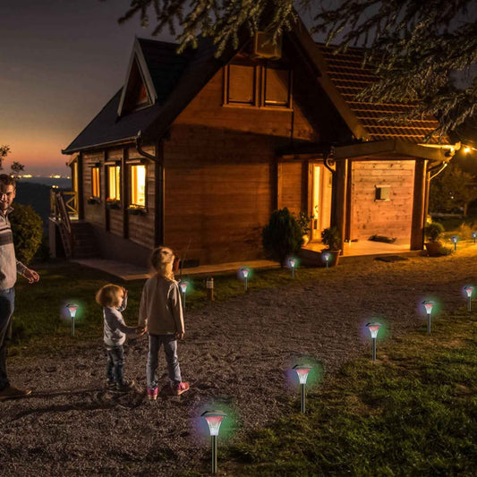 24Pcs 12Pcs 8Pcs 4Pcs Solar Garden Lights IP44 Waterproof 7 Color Changing For Yard Driveway Walkway