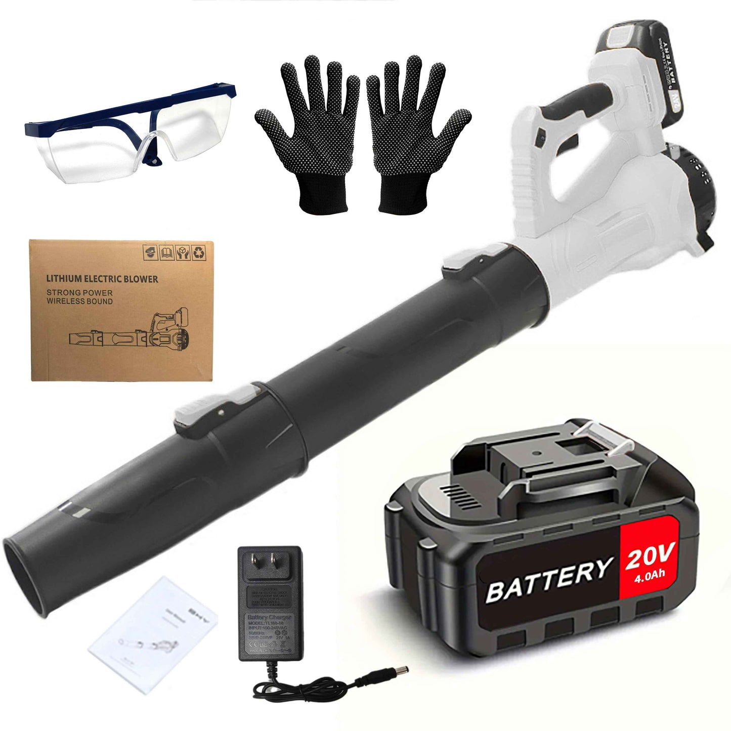 Cordless Leaf Blower 20V Electric Leaf Blower With4.0Ah Batteries And Fast Charger, Variable Speed, Turbo Mode, Battery Powered Handheld Leaf Blowers For Lawn Care And Clearance Yard Leaves