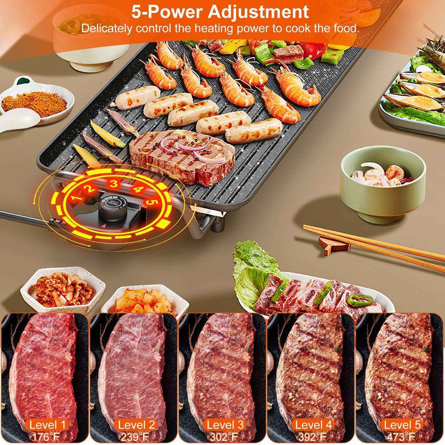 1Pc Electric Barbecue Grill Hot Plate Cooking BBQ Griddle Non Stick Table Top Grill Griddle For Indoor Outdoor Camping Picnic Family Gathering Friend Party