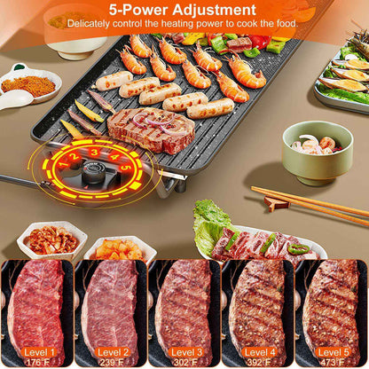 1Pc Electric Barbecue Grill Hot Plate Cooking BBQ Griddle Non Stick Table Top Grill Griddle For Indoor Outdoor Camping Picnic Family Gathering Friend Party