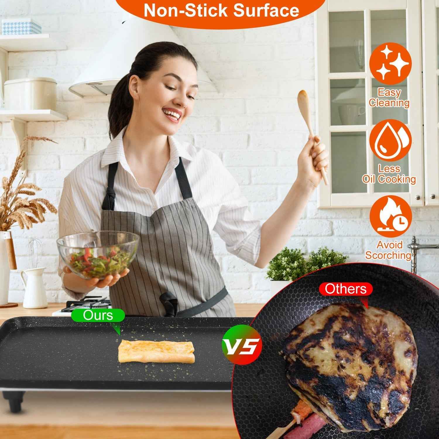 1Pc Electric Barbecue Grill Hot Plate Cooking BBQ Griddle Non Stick Table Top Grill Griddle For Indoor Outdoor Camping Picnic Family Gathering Friend Party