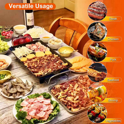 1Pc Electric Barbecue Grill Hot Plate Cooking BBQ Griddle Non Stick Table Top Grill Griddle For Indoor Outdoor Camping Picnic Family Gathering Friend Party