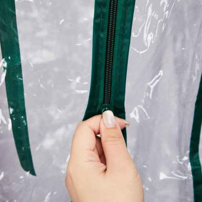 27X19X62in PE Cloth Flower Room Transparent PVC Dark Green Iron Pipe Spire Mini With 4 Ply Grid Flower Stand With Zipper Rolling Door