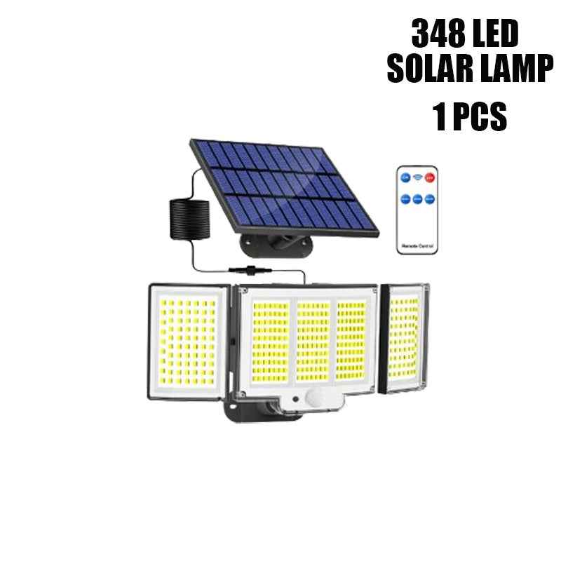 Waterproof Solar Outdoor Light Street Light 348LED 3 Side Adjustable Strap Remote Control