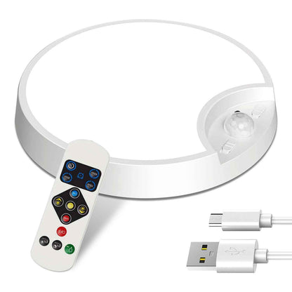 1Pc Rechargeable Motion Sensor Ceiling Light Dimmable LED Ceiling Light With Remote Timer 3 Light Colors 3 Modes For Stairs Garage Bathroom