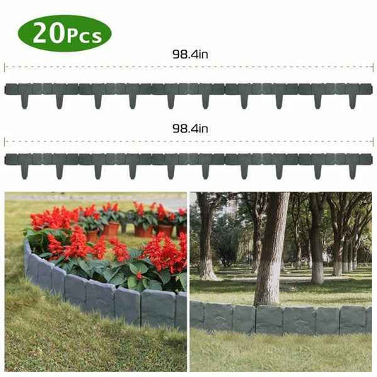 Garden Edge, Imitation Stone Effect Garden Lawn Edge, Non Digging Flexible Lawn Edge, And Flower Bed Edge Gray -20 PCS