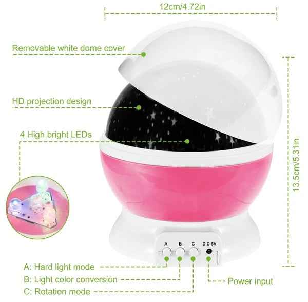 LED Star Sky Projector Night Light Kids Rotating Starry Night Lamp