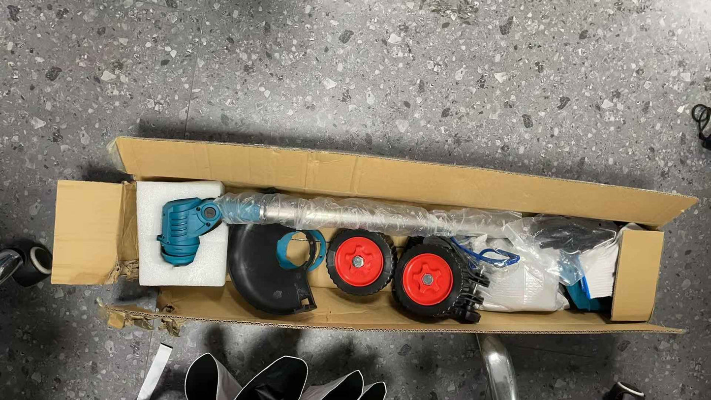 21V Electric Weed Eater With Wheels,Cordless Battery Weed Wacker With Charger, 2Batteries,3 In 1 Brush Cutter String Trimmer Grass Trimmer Lawn Mower,Edger For Garden And Yard Lawn,dealsforyoudays