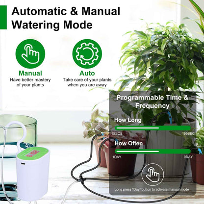 1Pc Automatic Watering System With Timer For 12Plants Rechargeable Battery Programmable Plant Watering Timer Drip Irrigation System For Indoor