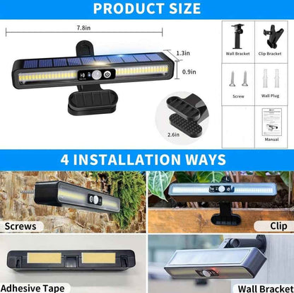 1 Pack Of Solar Outdoor Sensor Lights - IP65 Waterproof, 10,000 Lumens High Brightness, Auto Switching, Can Be Clipped, Wall Mounted, Suitable For Camping, Garage, Garden, Commercial Lighting