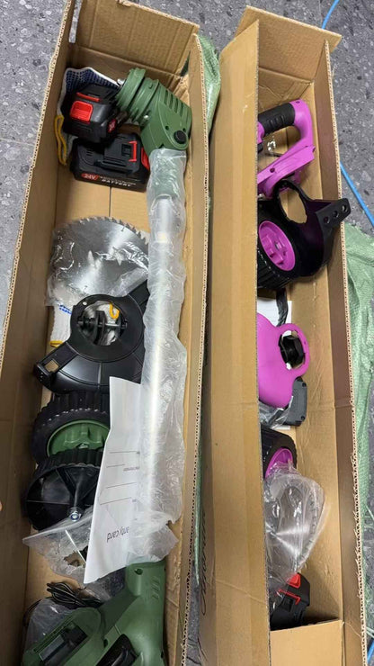 21V Electric Weed Eater With Wheels,Cordless Battery Weed Wacker With Charger, 2Batteries,3 In 1 Brush Cutter String Trimmer Grass Trimmer Lawn Mower,Edger For Garden And Yard Lawn,dealsforyoudays