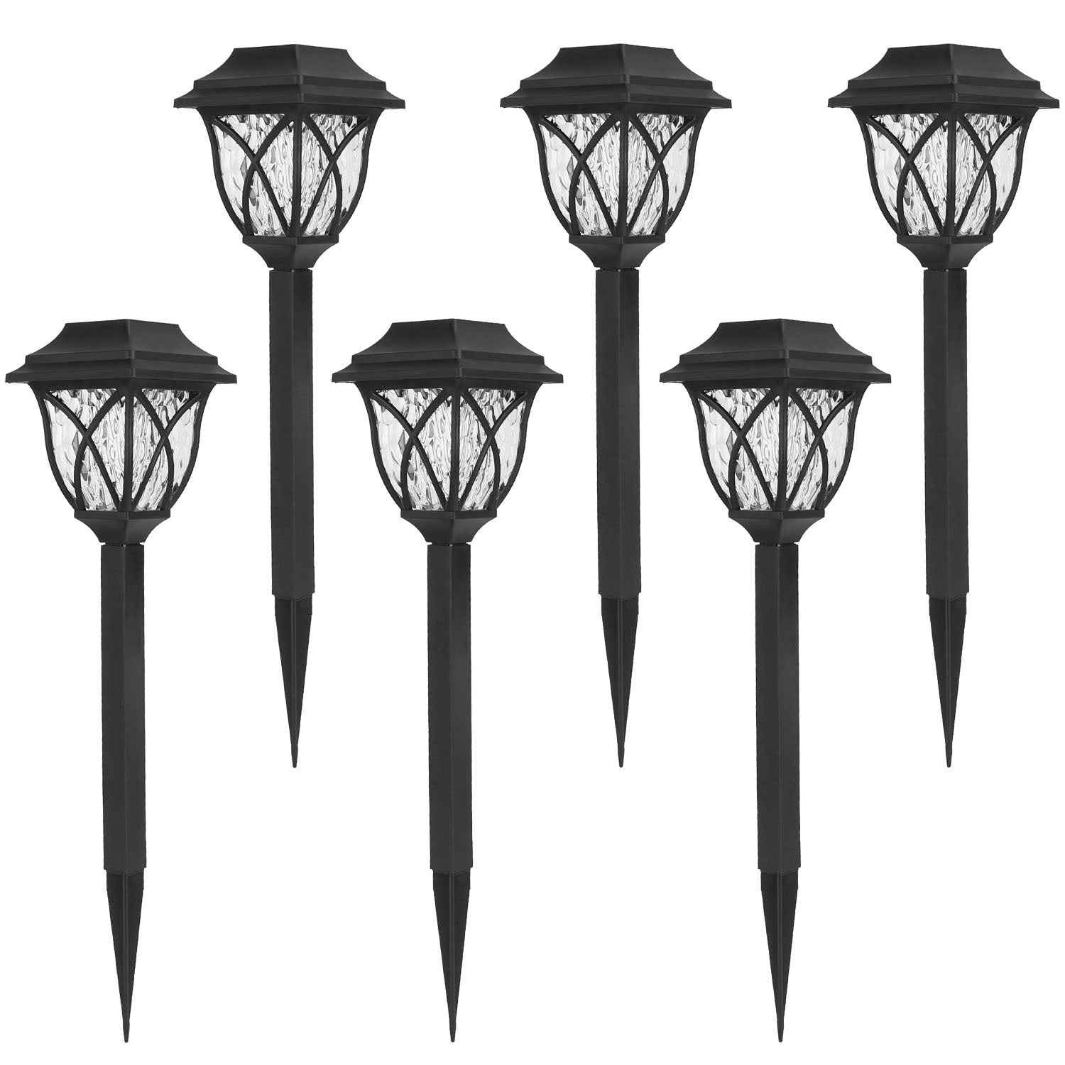 6Pack Solar Powered Stake Light Outdoor Decorative Landscape Lamp IP45 Waterproof Auto On Off Outdoor Light For Pathway Garden Yard Patio