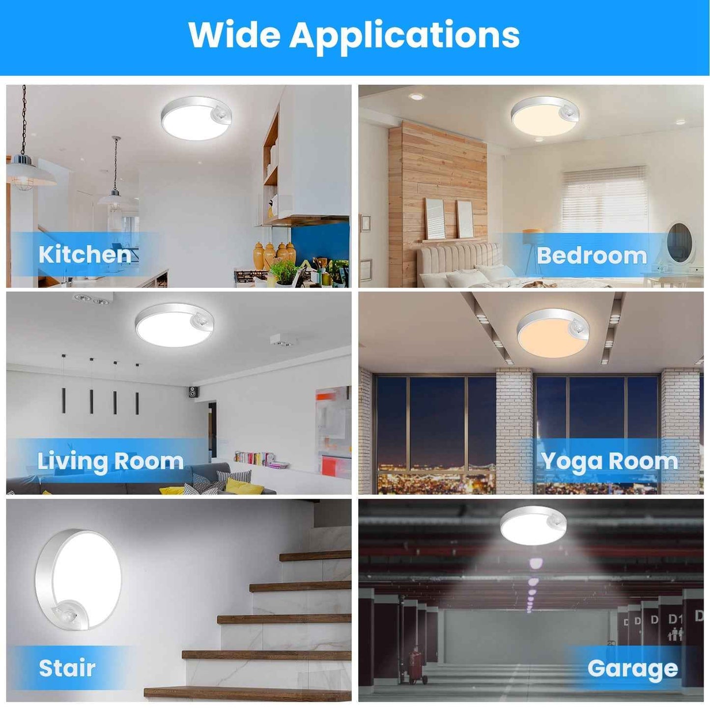 1Pc Rechargeable Motion Sensor Ceiling Light Dimmable LED Ceiling Light With Remote Timer 3 Light Colors 3 Modes For Stairs Garage Bathroom