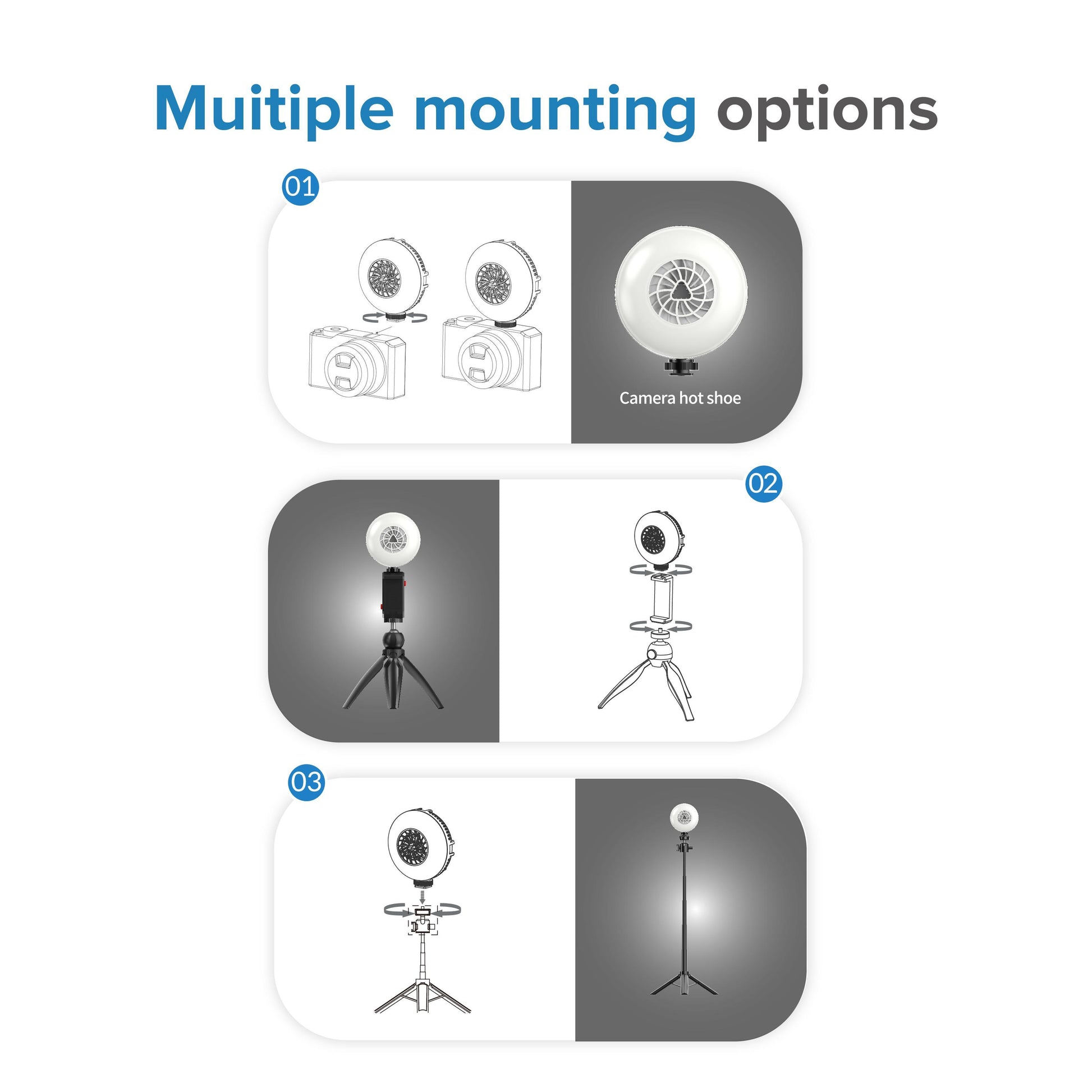 SANSI Portable Rechargeable Fill Light, 8.6W Selfie & Video Light With 9 Color Temperatures & 5 Brightness Levels For Phone, Camera, Laptop, Makeup, Video Calls, Camping - ISHQ gadgets