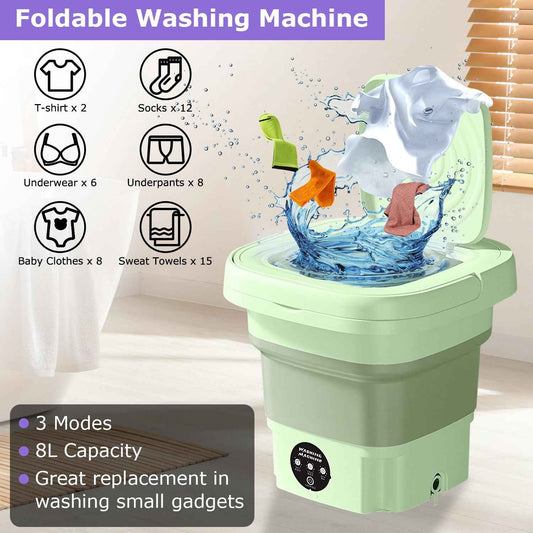 1Pc Portable Washing Machine Foldable Laundry Machine With Detachable Drain Basket 3 Modes Electric Clothes Washer For Underwear Socks Towels Baby Clothes