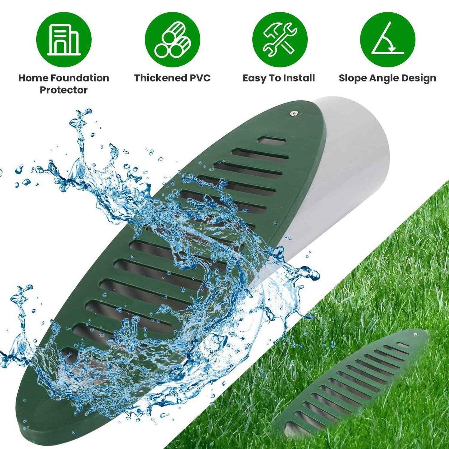 1Pc 4Inch Green Angled Yard Drainage Pipe With Sloped Grate Yard Drain Emitter For Sump Discharge Downspout Extensions Inlet Outlet Yard Drain Compatible With 4in Connections