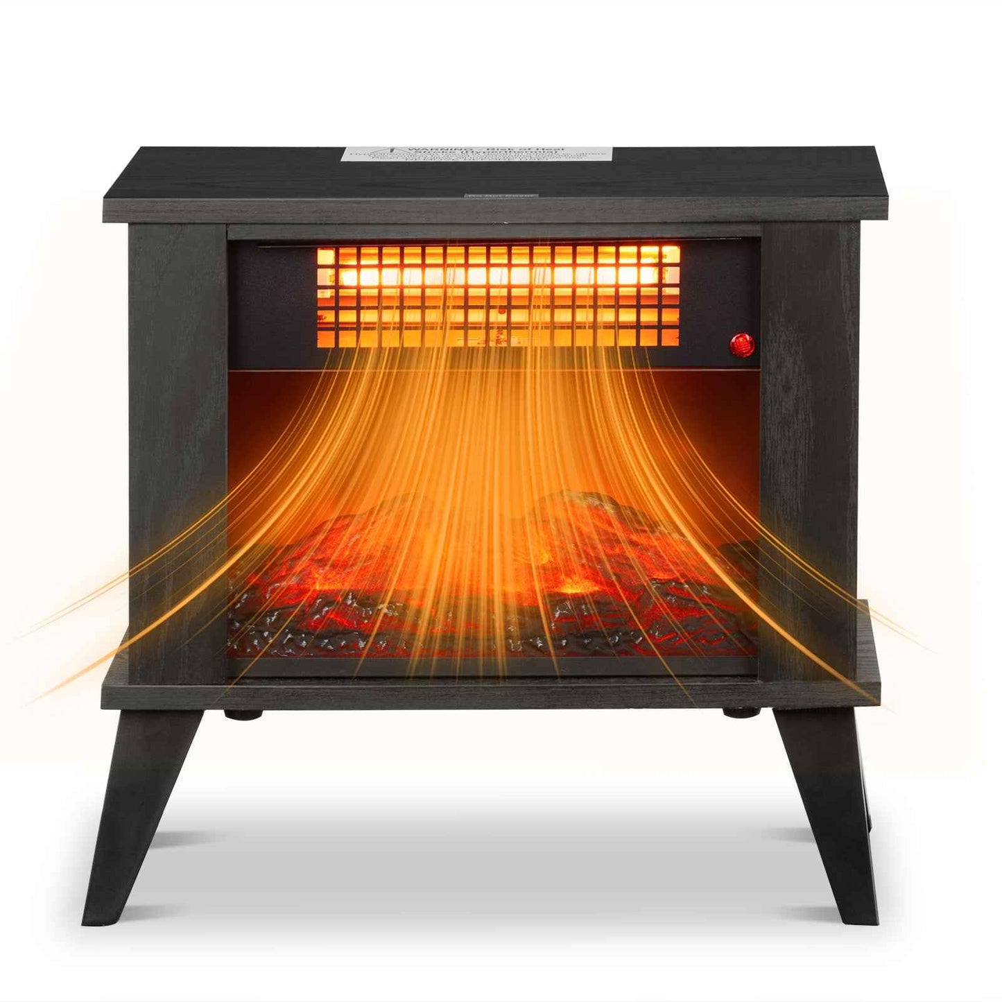 ZOKOP HT1287B 120V 1000W 15in Fireplace Black Wood Free-standing - Quartz Tube - 2nd Gear Temperature Control - With Fake Firewood  - Single Color