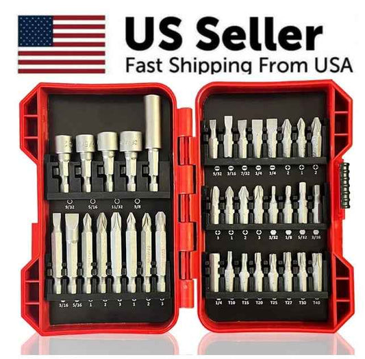 37 Piece Impact Screwdriver Bit Set Nut Driver Torx Phillips Tool Magnetic Drill