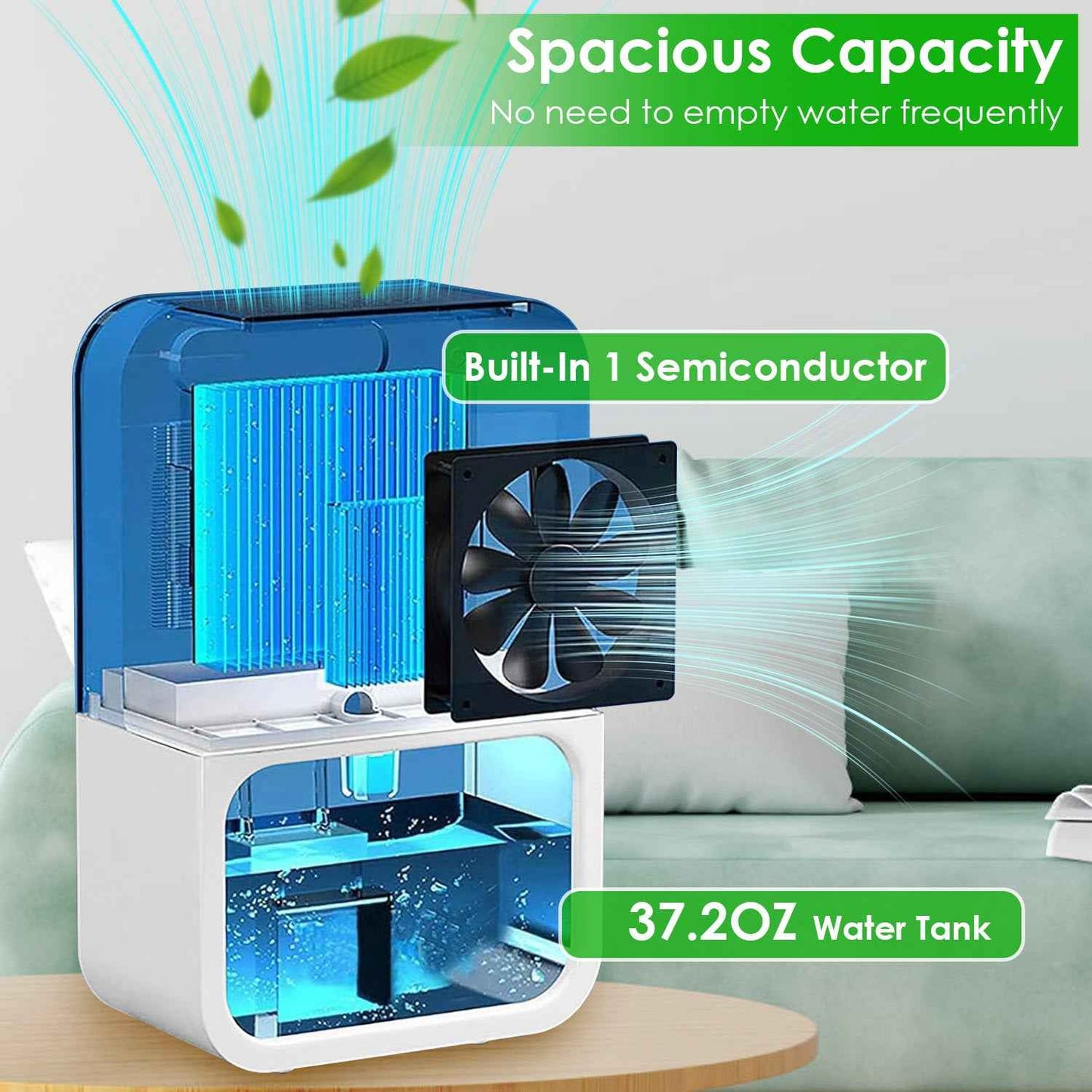 1Pc 37OZ Dehumidifier Indoor Portable Small Dehumidifier With Sleep Mode 24H Timer 7Color Lighting  Touch Control For Home Bathroom Basement Closet RV Bedroom