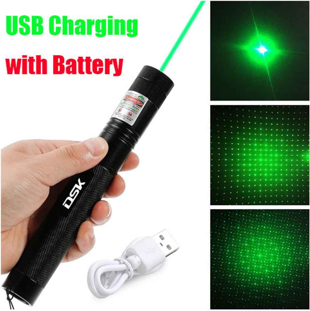 USB Rechargeable Green Laser Pointer Pen Light 990Miles 532NM Astronomy Visible Beam Light 1mw Flashlight