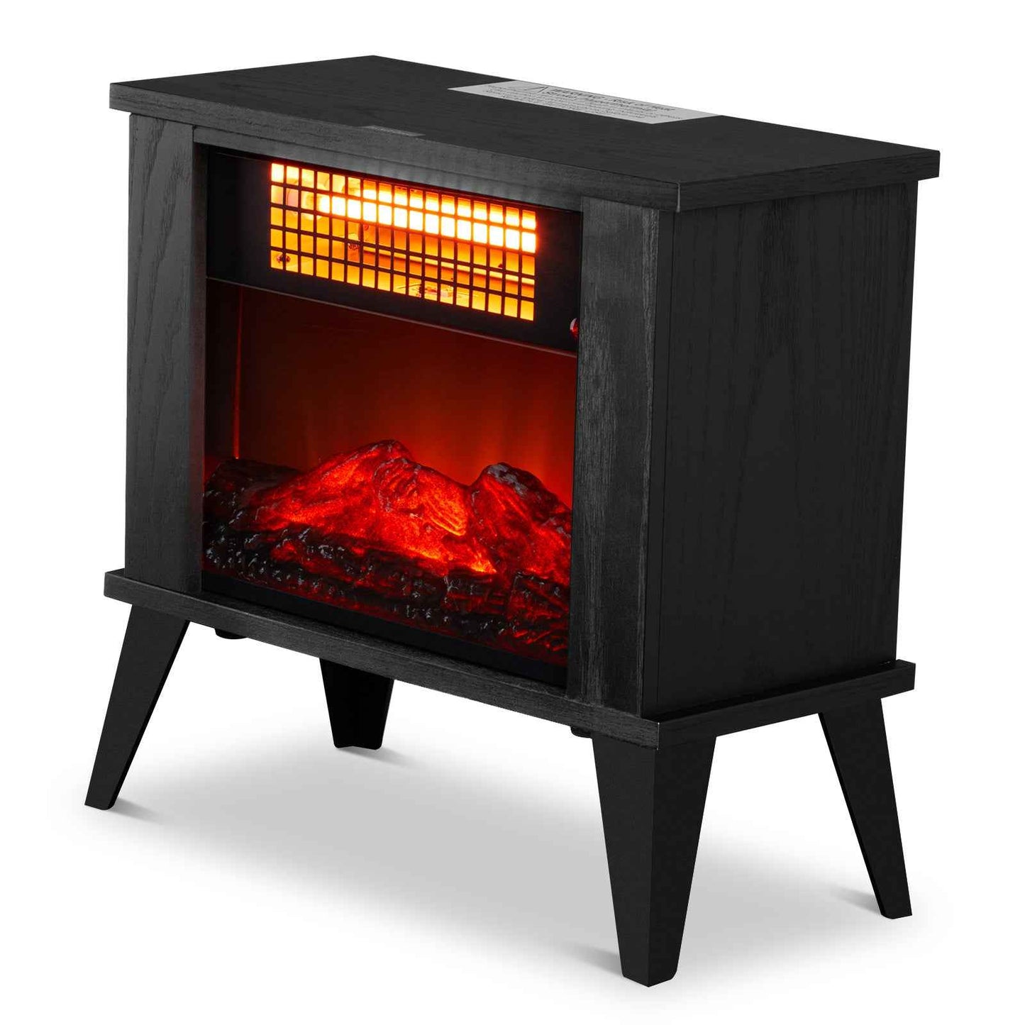 ZOKOP HT1287B 120V 1000W 15in Fireplace Black Wood Free-standing - Quartz Tube - 2nd Gear Temperature Control - With Fake Firewood  - Single Color