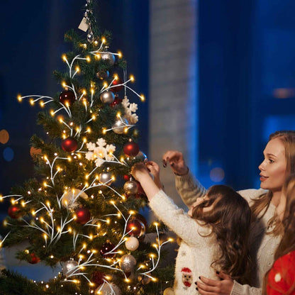 1Pc 7.87FT Lighted Birch Garland Lighted Twig Vine Lights 144LED Birch Garland With Lights String Light With Timer 8 Modes IP45 Waterproof For Christmas Fireplace Home Decoration