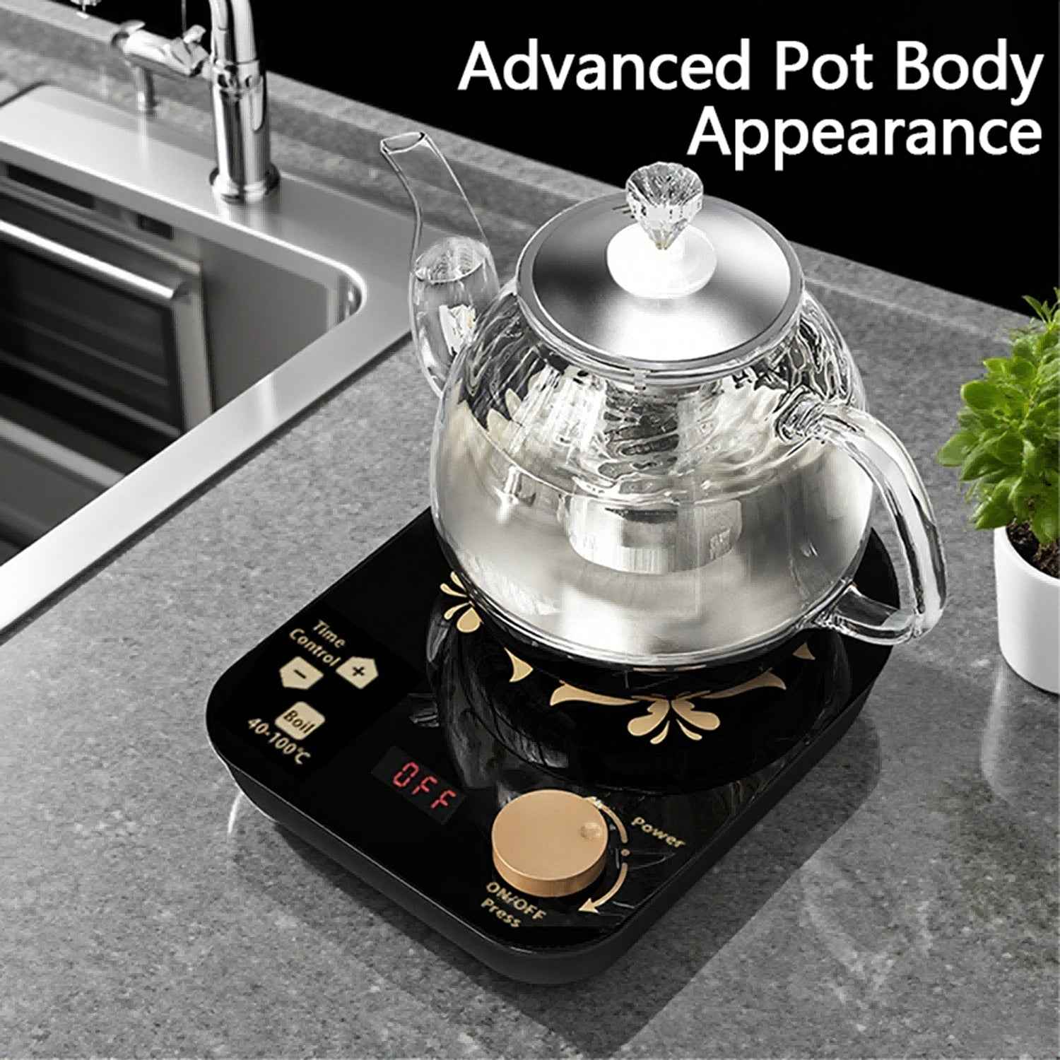 Professional Multi-functional Glass Teapot  800ml Fast Heating Cooking And Brewing Integrated Electric Kettle With Stainless Steel Filter