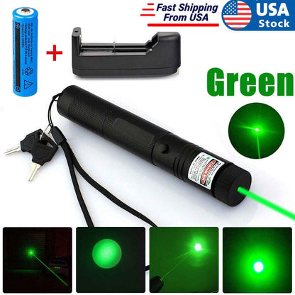 9900Mile Strong Green Laser Pointer Pen Light Visible Beam Lazer AAA Torch 532nm USB Rechargeable Flashlight