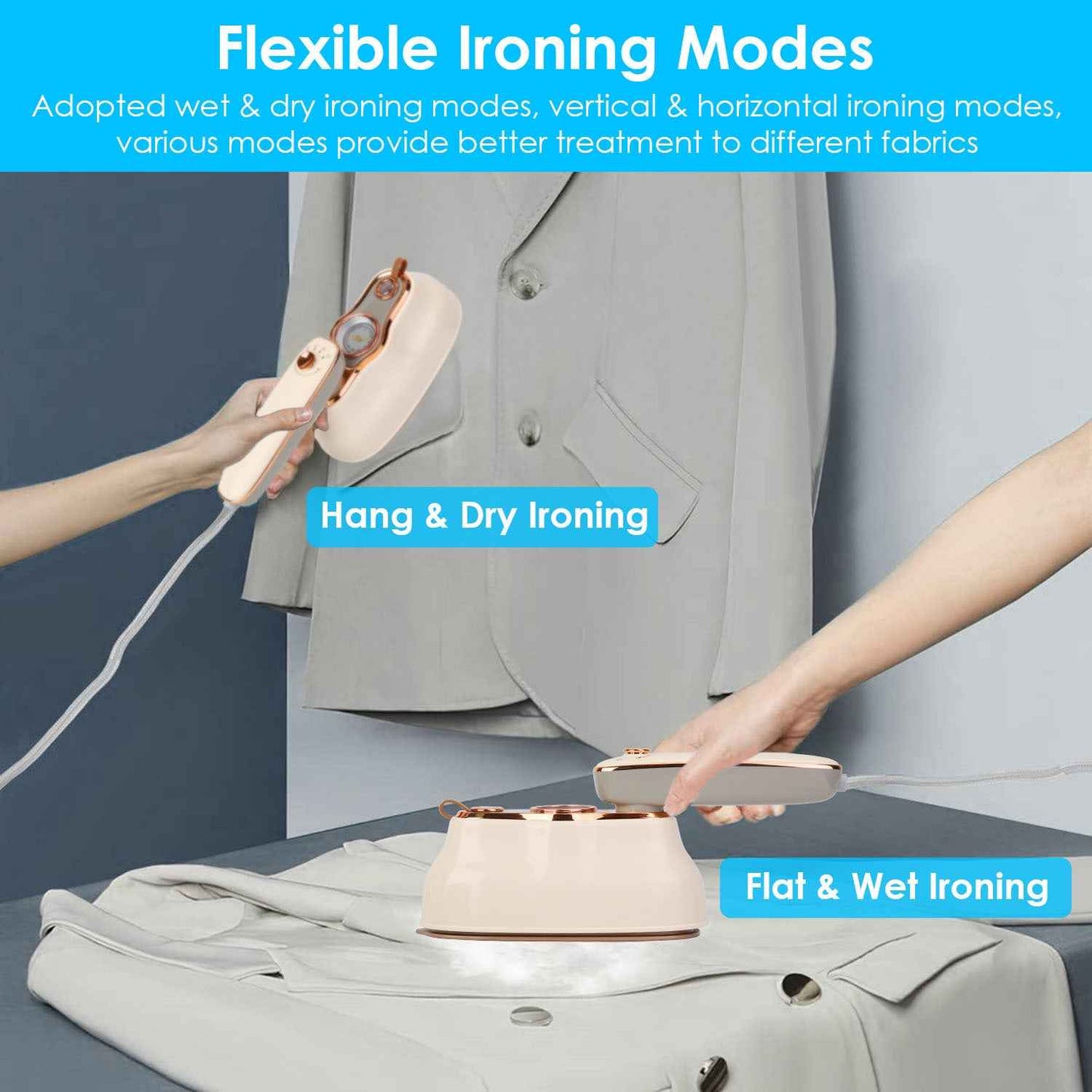 1Pc 1200W Foldable Handheld Clothes Iron Steamer With Wet Dry Ironing Mode Portable Garment Steamer Travel Clothing Wrinkles Remover With Temperature Display