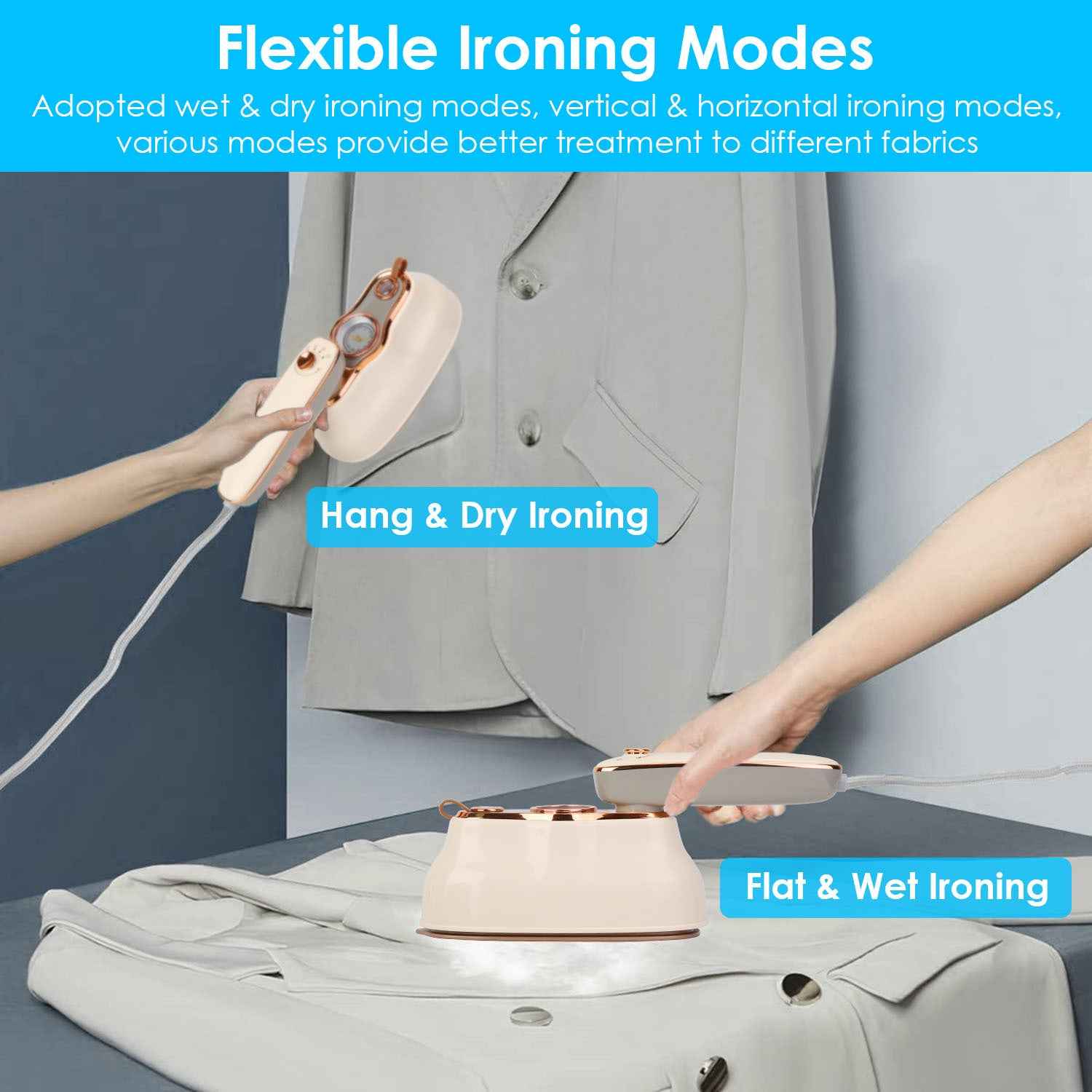 1Pc 1200W Foldable Handheld Clothes Iron Steamer With Wet Dry Ironing Mode Portable Garment Steamer Travel Clothing Wrinkles Remover With Temperature Display