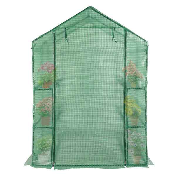 143x143x195cm PE Fabric Flower Room, Black Iron Pipe, Pointed Top, With 8 Mesh Flower Racks, Zipper Roll Door
