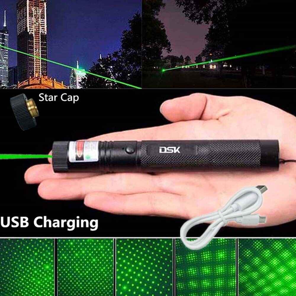 USB Rechargeable Green Laser Pointer Pen Light 990Miles 532NM Astronomy Visible Beam Light 1mw Flashlight