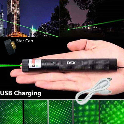 USB Rechargeable Green Laser Pointer Pen Light 990Miles 532NM Astronomy Visible Beam Light 1mw Flashlight