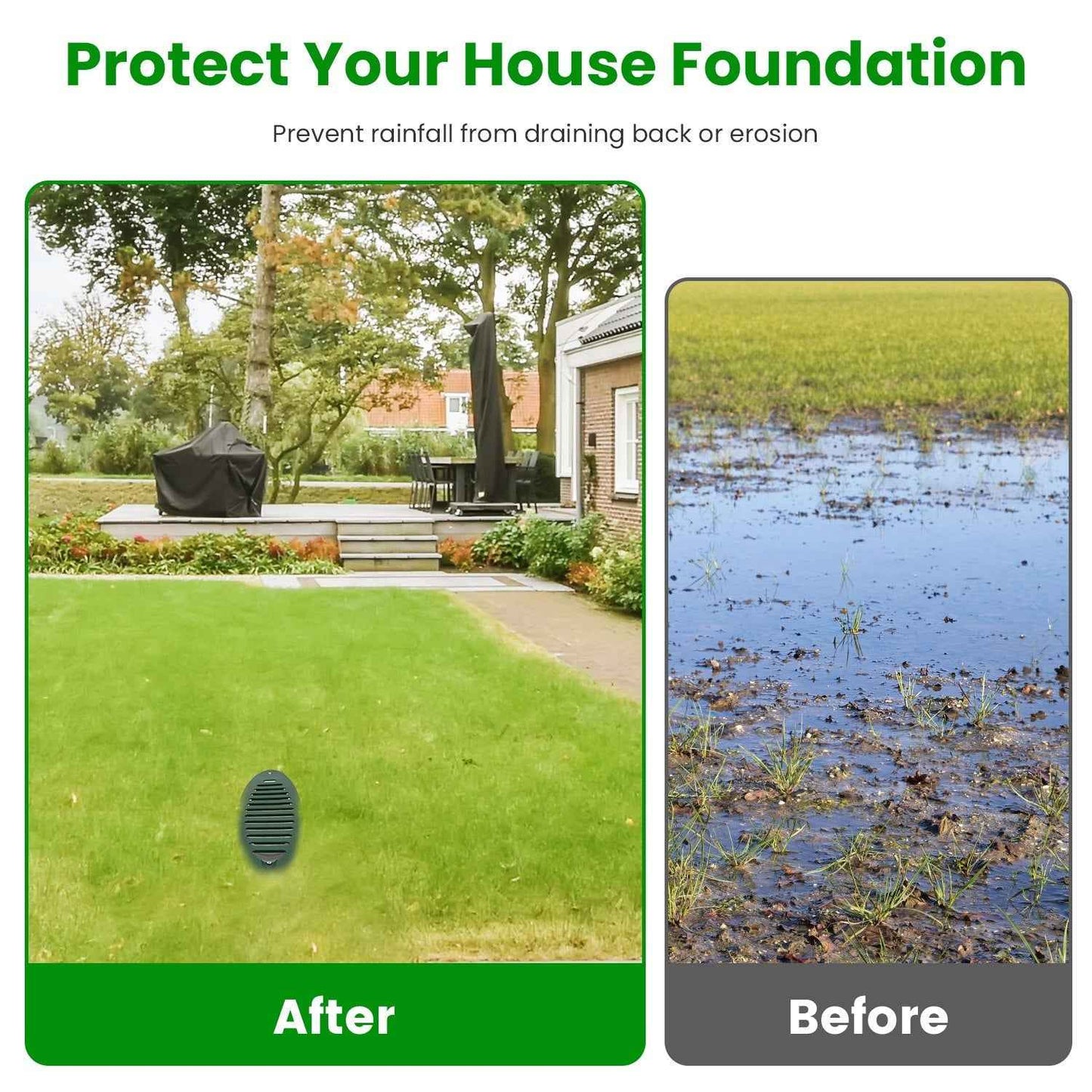 1Pc 4Inch Green Angled Yard Drainage Pipe With Sloped Grate Yard Drain Emitter For Sump Discharge Downspout Extensions Inlet Outlet Yard Drain Compatible With 4in Connections