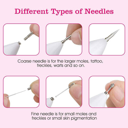 1Pc Skin Tag Repair Kit Portable Beauty Equipment Multi-Level With Home Usage USB Charging LCD Level Adjustable 6 Replaceable Needles