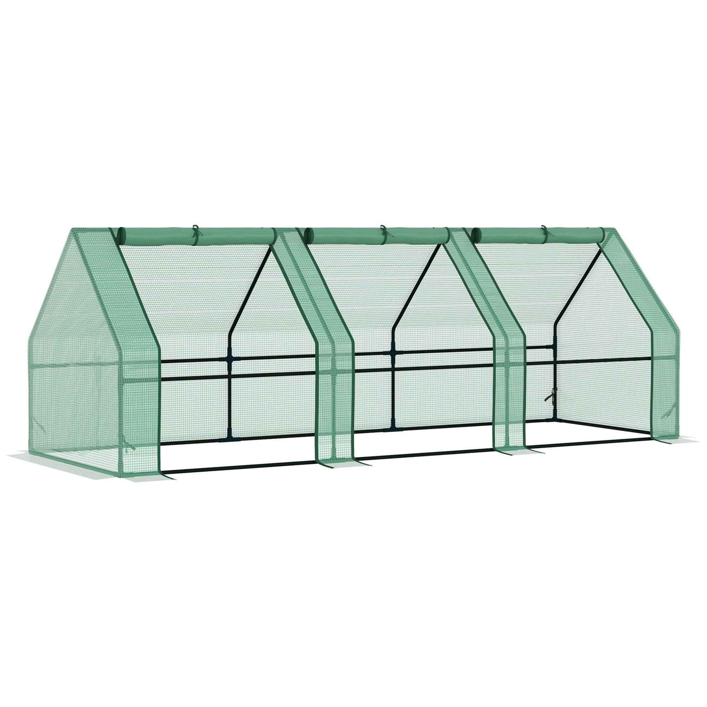 Portable Greenhouse 9'L X 3'W X 3'H Large Zipper Doors UV Resistant PE Cover Green Mini Outdoor Plant House