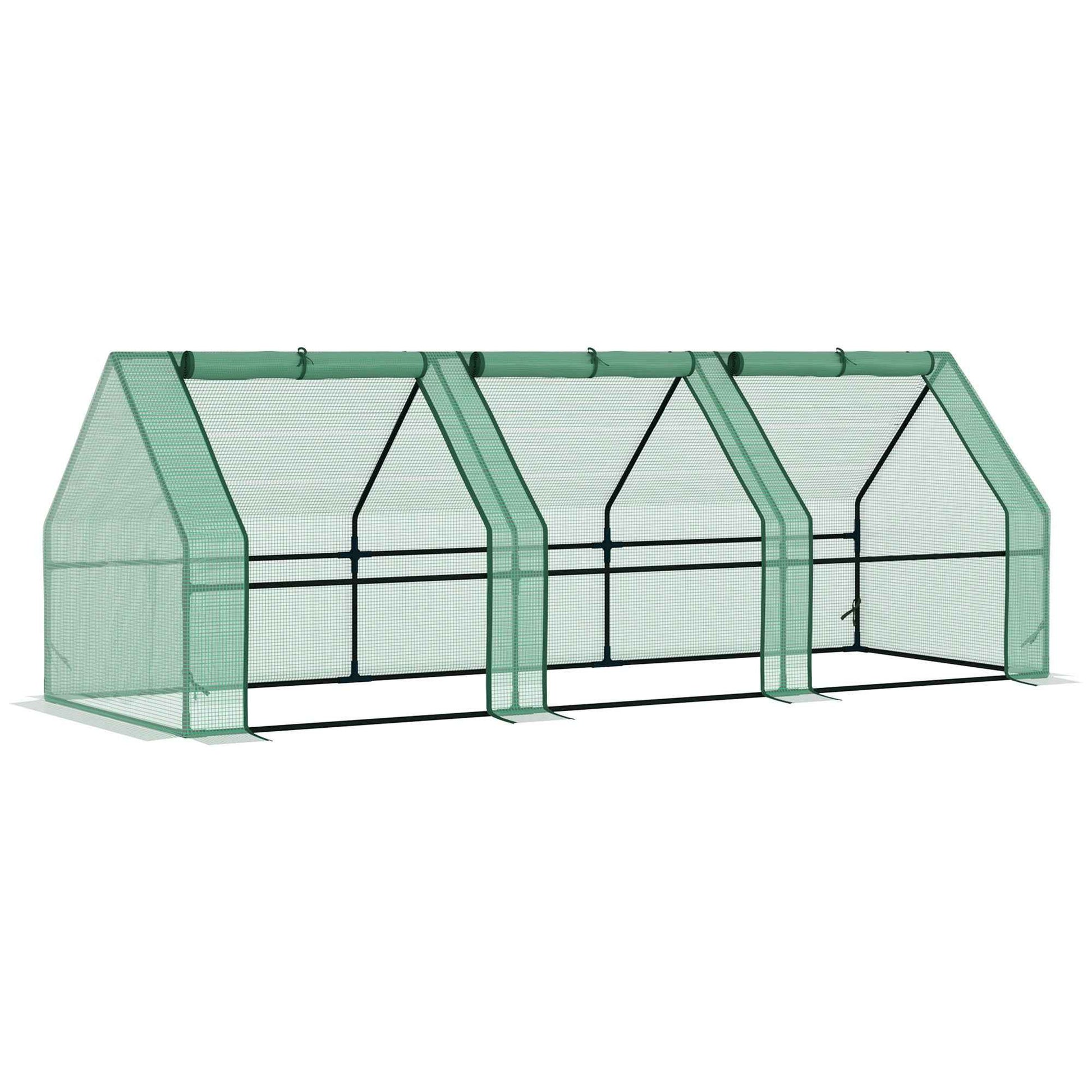 Portable Greenhouse 9'L X 3'W X 3'H Large Zipper Doors UV Resistant PE Cover Green Mini Outdoor Plant House